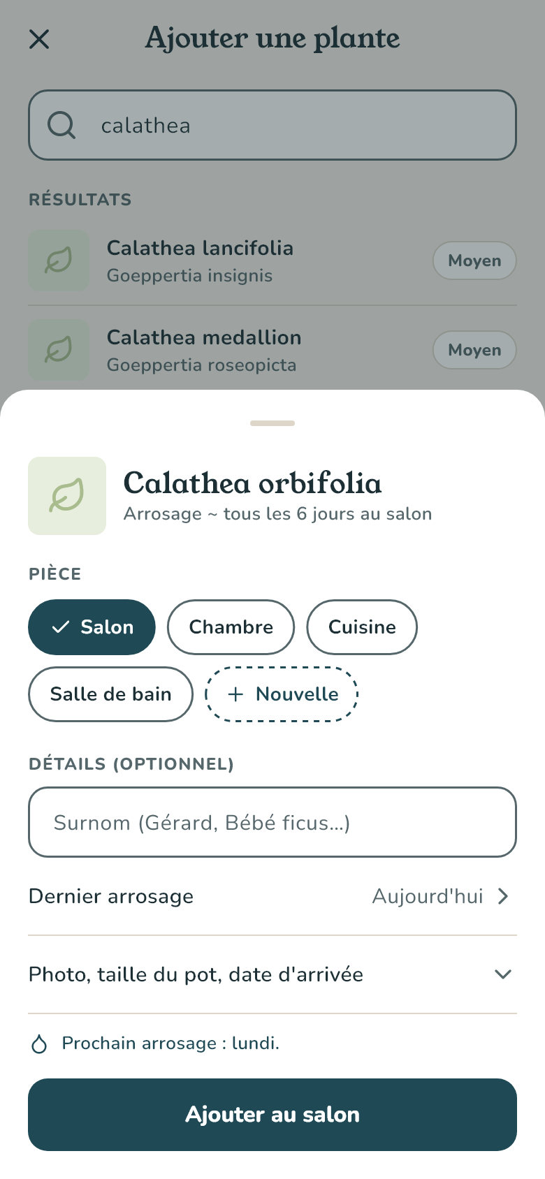 L'ajout d'une plante dans l'app Xyléa